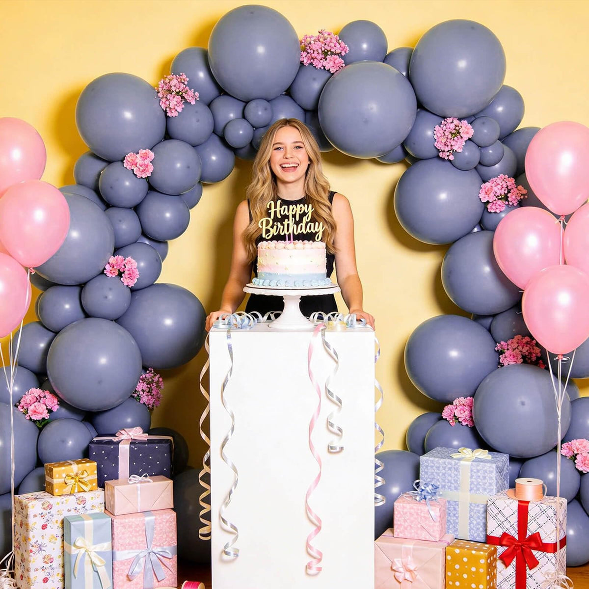 110pcs Black Balloon 12 inch, Black Latex Balloons for Birthday Party Baby Shower Wedding(with 2 Ribbons).