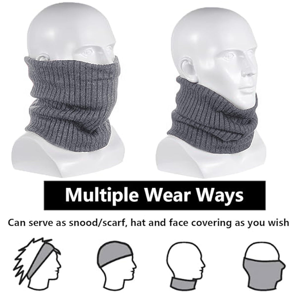 ehsbuy Fleece Neck Warmer Thermal Snoods Unisex Thick Winter Cold Weather Knitted Circle Scarf for Cycling Motocycle Sports