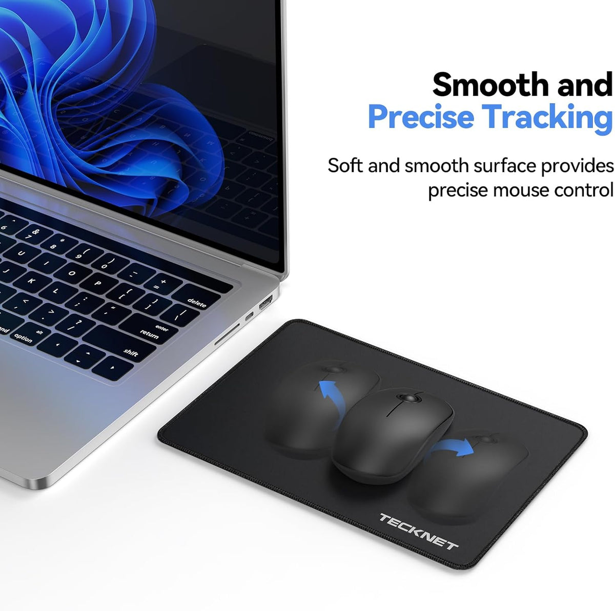 TECKNET Mouse Mat, 2 Packs with Stitched Edges, 270x210x3mm Mousepad