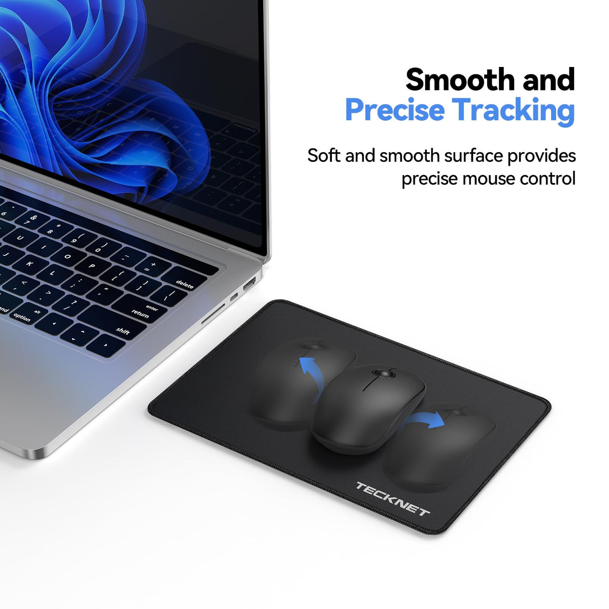 TECKNET Mouse Mat, 2 Packs with Stitched Edges, 270x210x3mm Mousepad