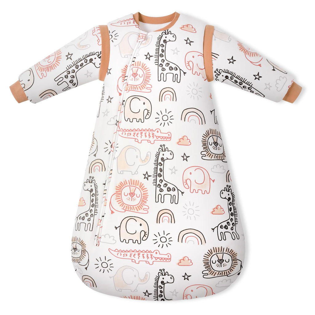 Yoofoss Baby Sleeping Bag 3.0 TOG - 6-12 Months Winter Sleeping Bag Baby with Removable Long Sleeves 100% Organic Cotton Sleep Sack Newborn Infant Toddler Giraffe