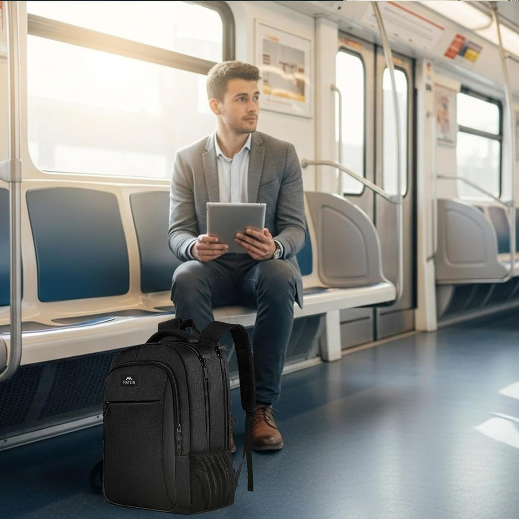 MATEIN Travel Laptop Backpack, Work Bag Lightweight Laptop Bag, Black Blue