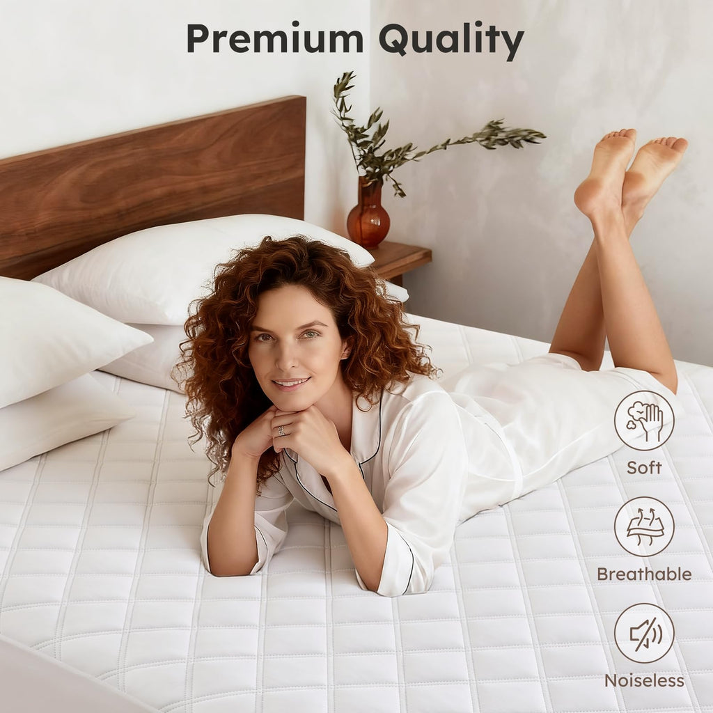 Yoofoss Waterproof Cot Bed Mattress Protector 120 x 60 cm Breathable Toddler Bed Mattress Protector Comfortable Noiseless White