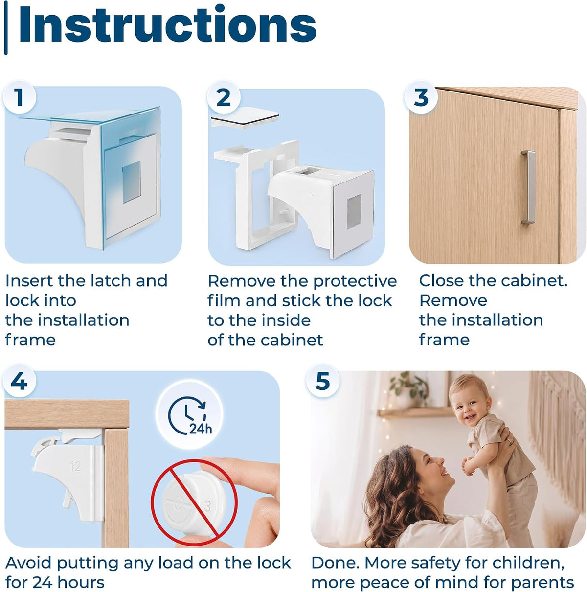 Hoffenbach – 20 Locks & 4 Keys – Magnetic Cupboard Locks – Child Safety Locks for Cabinets, Drawers & Kitchen – Invisible Baby Proofing with Magnet for Doors & Cupboards – White
