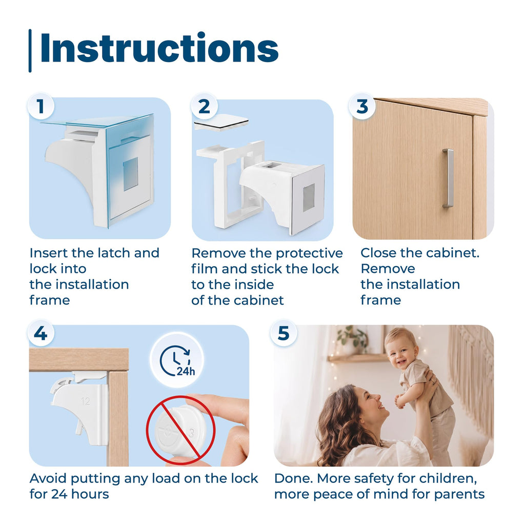 Hoffenbach – 20 Locks & 4 Keys – Magnetic Cupboard Locks – Child Safety Locks for Cabinets, Drawers & Kitchen – Invisible Baby Proofing with Magnet for Doors & Cupboards – White