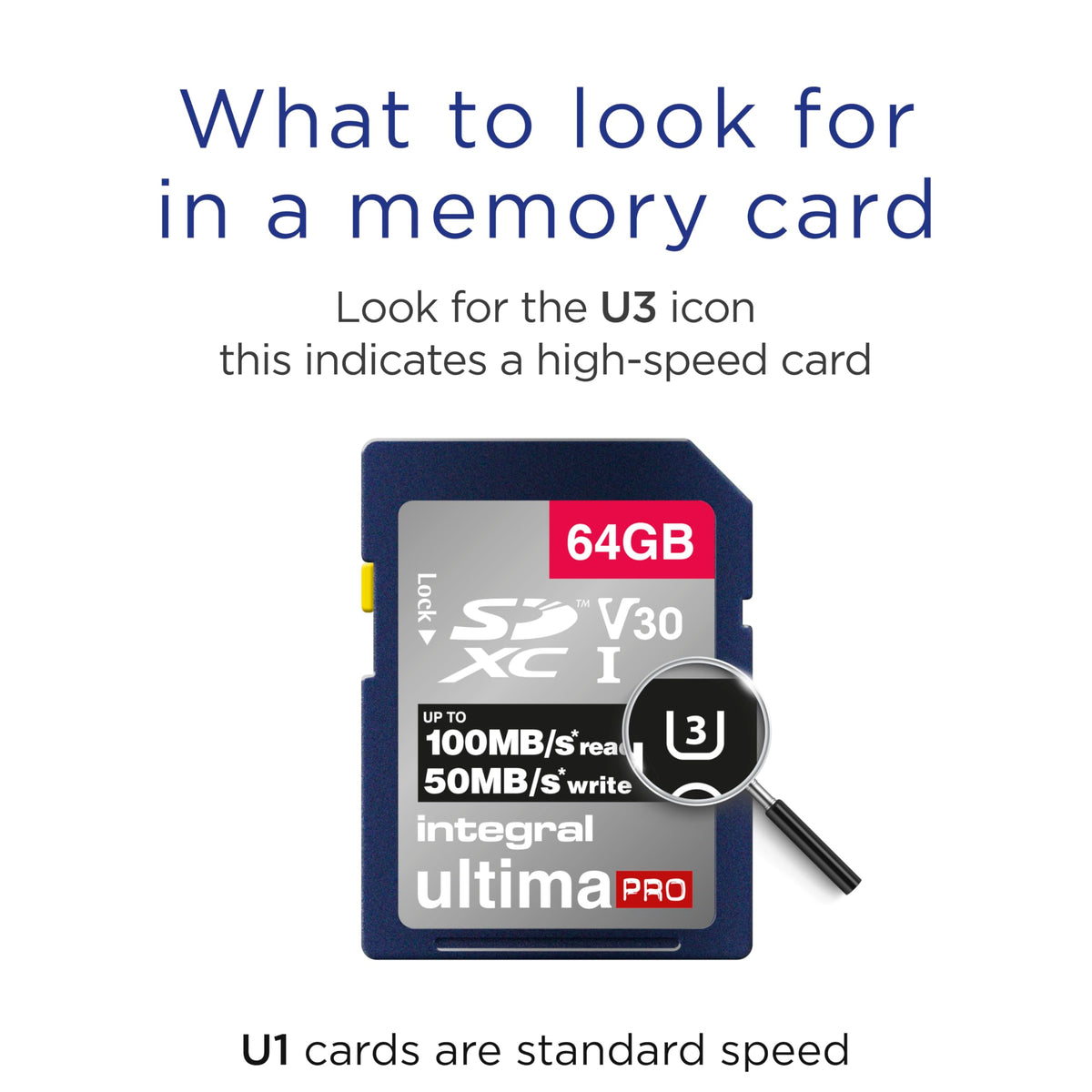 Integral 64GB SD Card 4K Ultra-HD Video High Speed SDXC V30 UHS-I U3 Class 10 Memory Card up to 100MB/s, Color May Vary