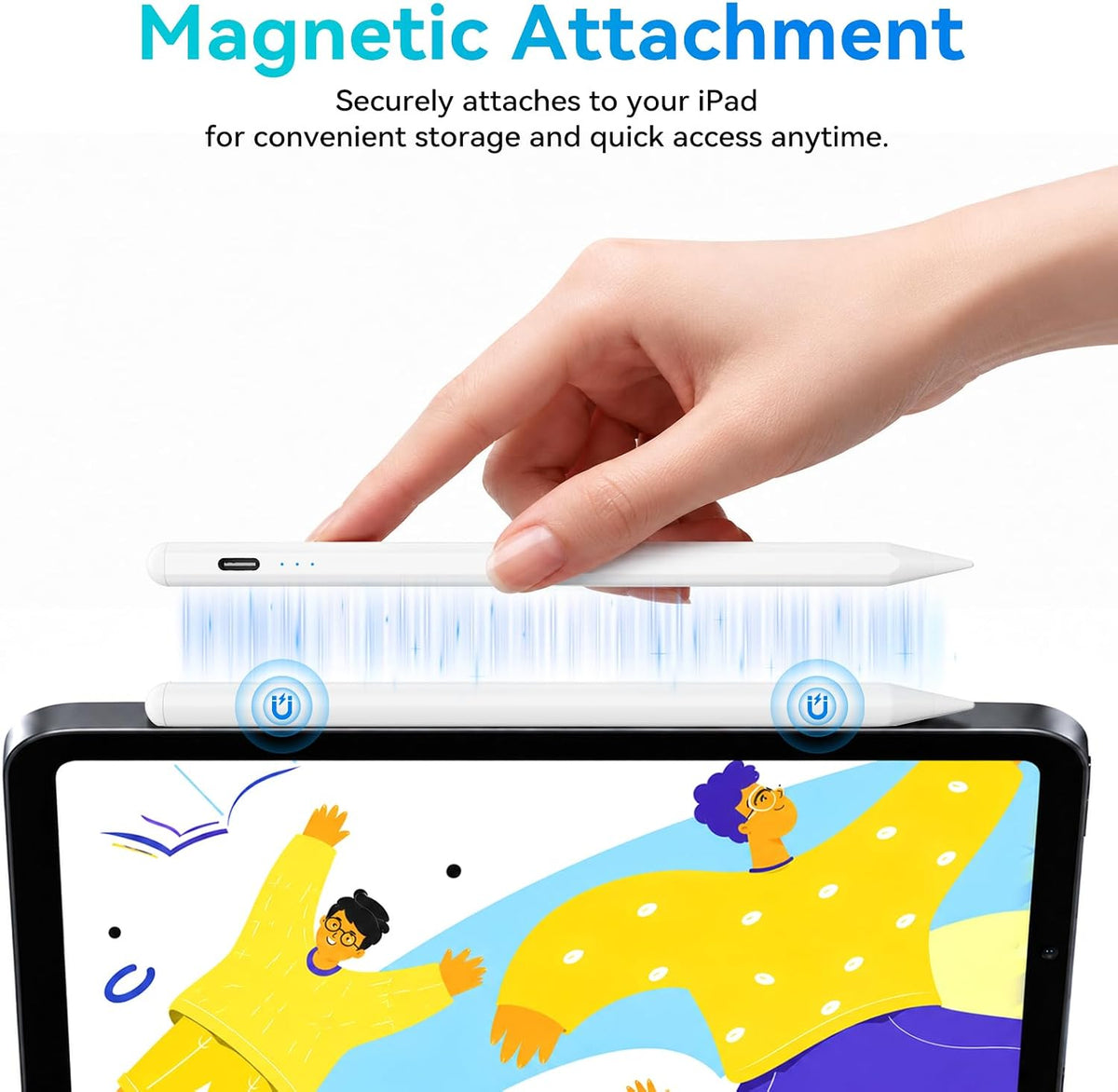 Kingone pencil for Apple iPad 2018-2026,2X Faster Charging & Palm Rejection & Tilt Sensitivity & Magnetic,Stylus Pen Compatible with iPad 6~11th,Pro 11"/12.9"/13",Air 3~5th,Air 11"/13",Mini 7/6/5th.