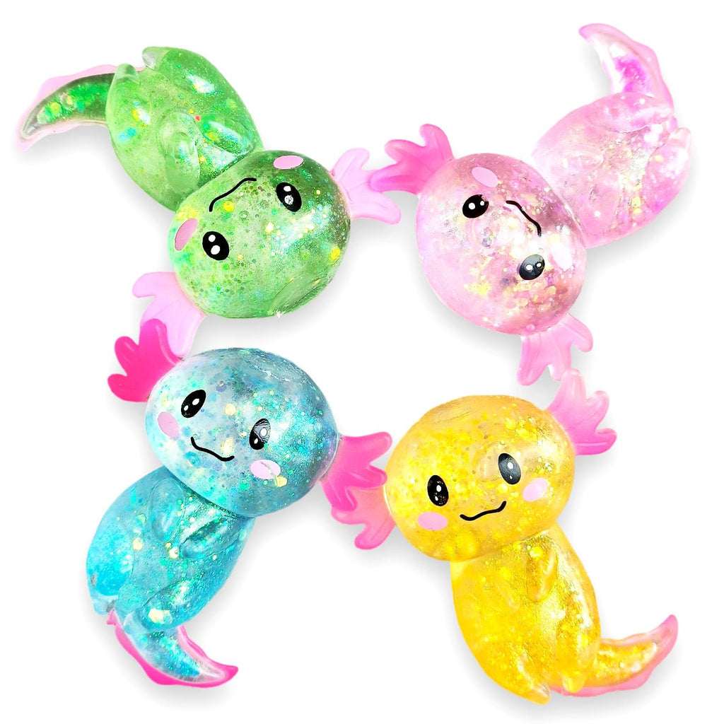 Axolotl Squishy Stress Relief Toy Glitter Fidget Toys Cute Malt Sugar Axolotl Toy Fidget Toys for Kids Youth Adult, Party Favors Anxiety Relief Squishy Toys(Blue)