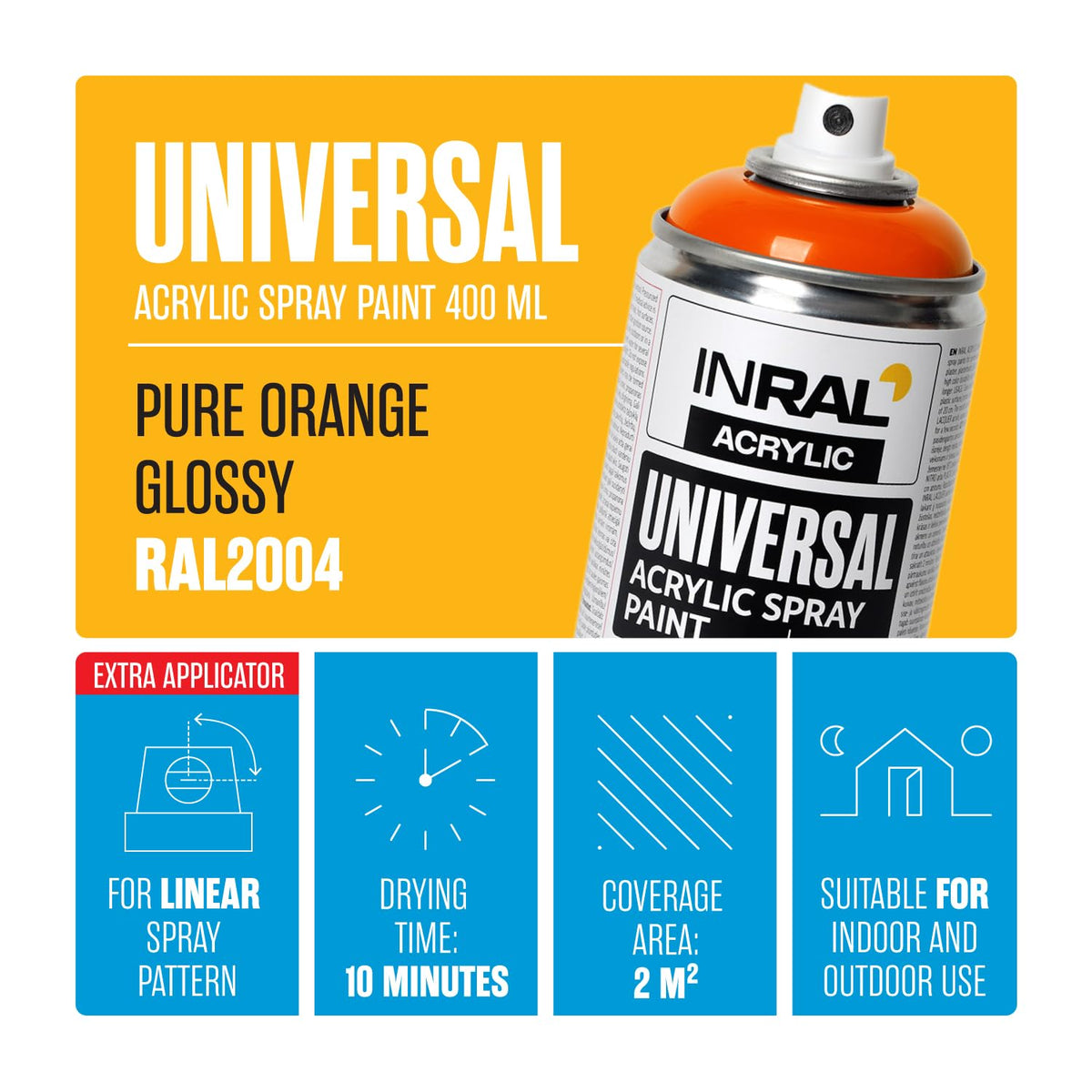 Acrylic Spray Paint Jet Black Matt RAL9005 [400ml] – Universal Spray for Metal, Plastic, Wood & Stone – High-Coverage, UV & Rain Resistant – Indoor & Outdoor Use