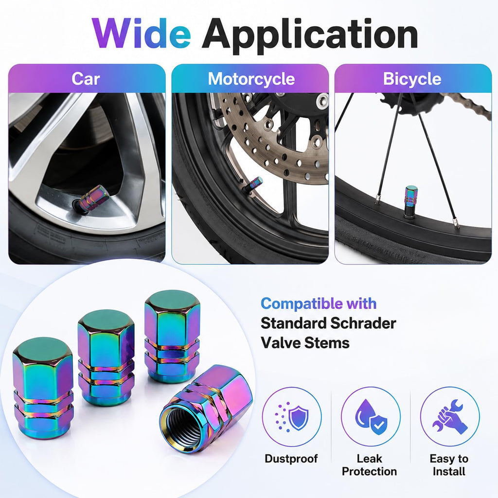 Aluminum Tire Valve Caps,8 Pcs Dustproof Stem Covers