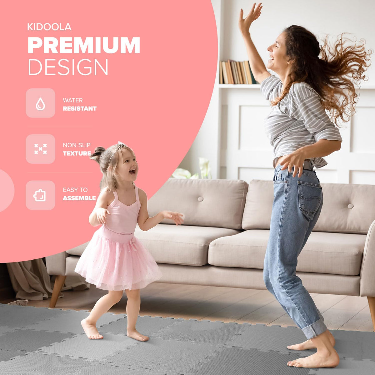 kidoola Foam Baby Play Mat (29x29cm) – Thick & Soft EVA Foam Interlocking Floor Tile Matting for Children – Large Multi Colour, Safe & Comfortable 7mm Thick Play Flooring (27pc)
