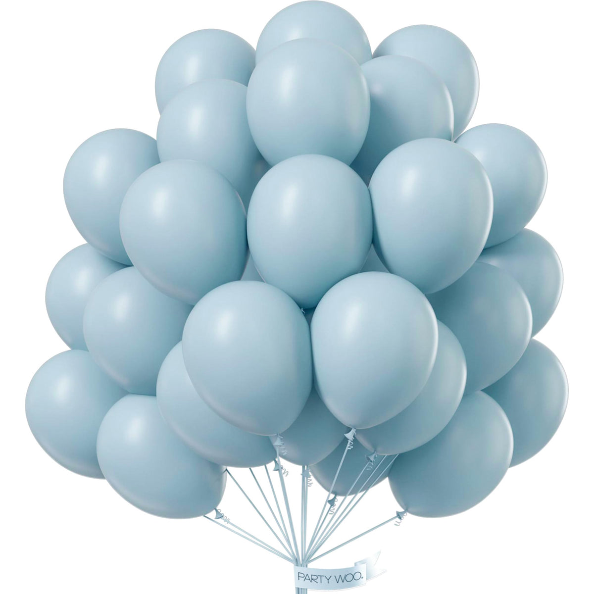PartyWoo Light Blue Balloons 101pcs Baby Pastel Sky Aqua Blue Color 12 Inch