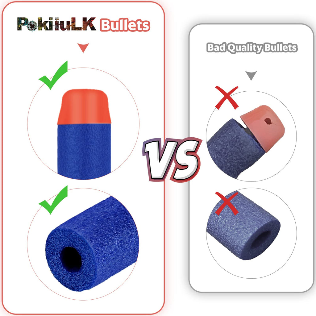 Pokiiulk Refill Darts Bullets Compatible with Nerf Guns N-Strike Elite Series, 300PCS Refill Darts Premium Foam Bullets Pack with Portable Storage Bucket