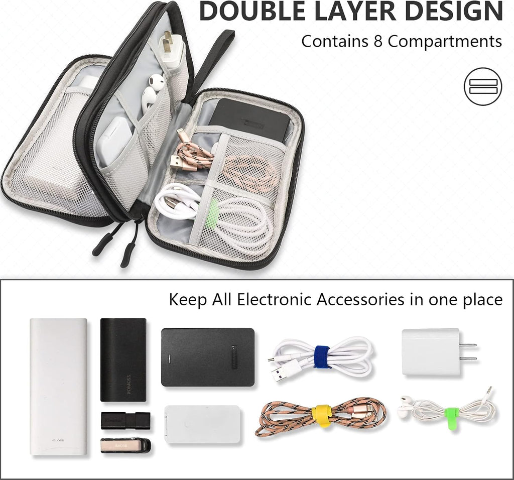 Teskyer Travel Cable Organiser Bag, Travel Essential, Black