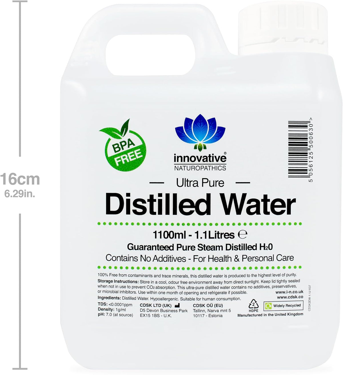 Distilled Water - 100% Pure Steam Distilled H2O - 1100ml (8)