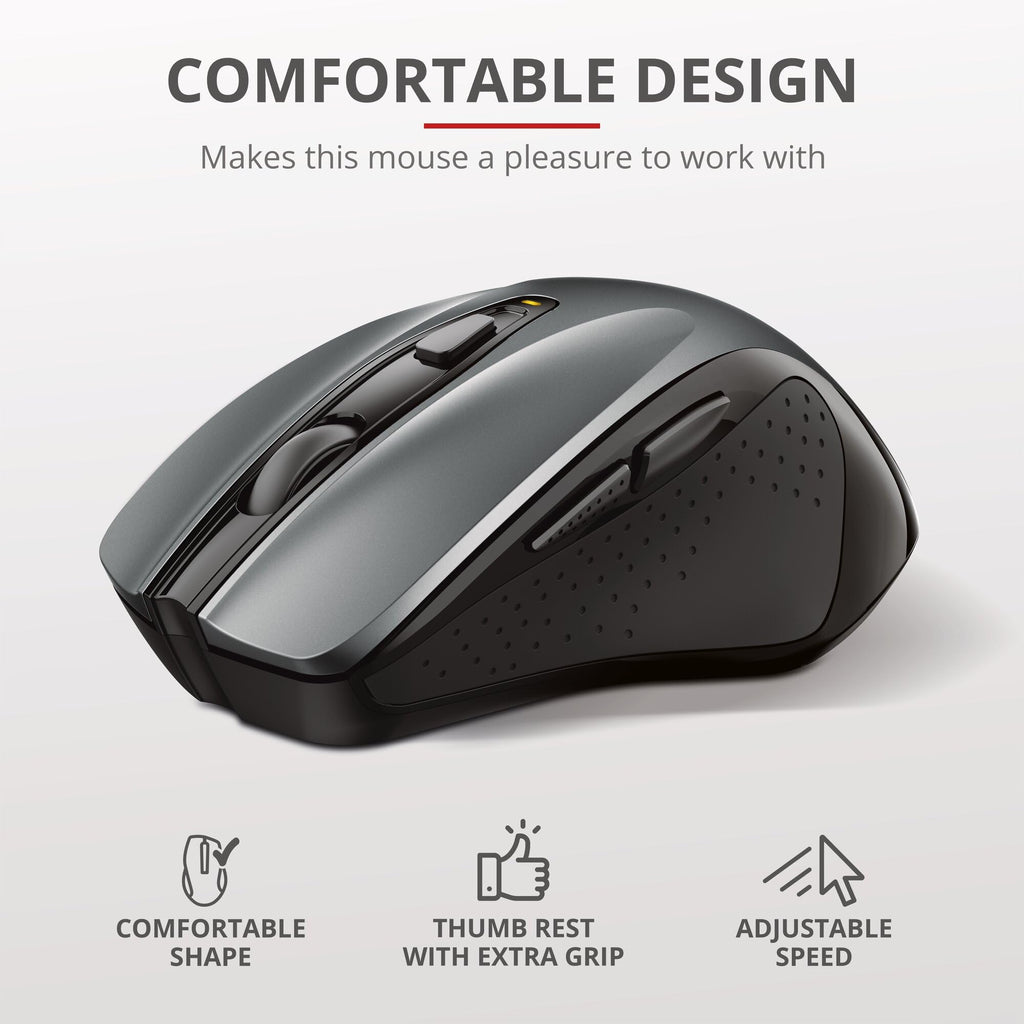 Trust Silent Wireless Mouse, Battery Included, 800-1600 DPI