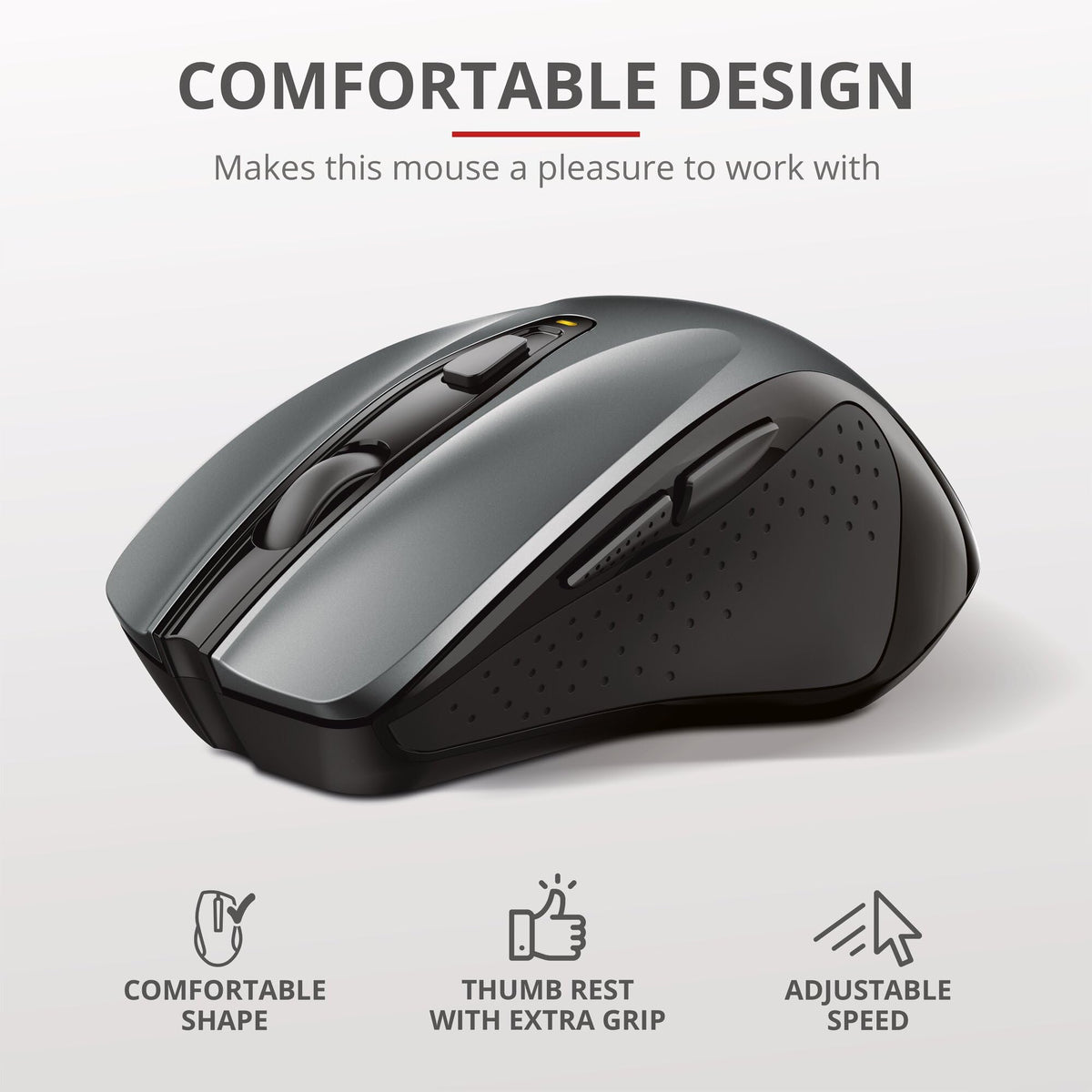 Trust Silent Wireless Mouse, Battery Included, 800-1600 DPI