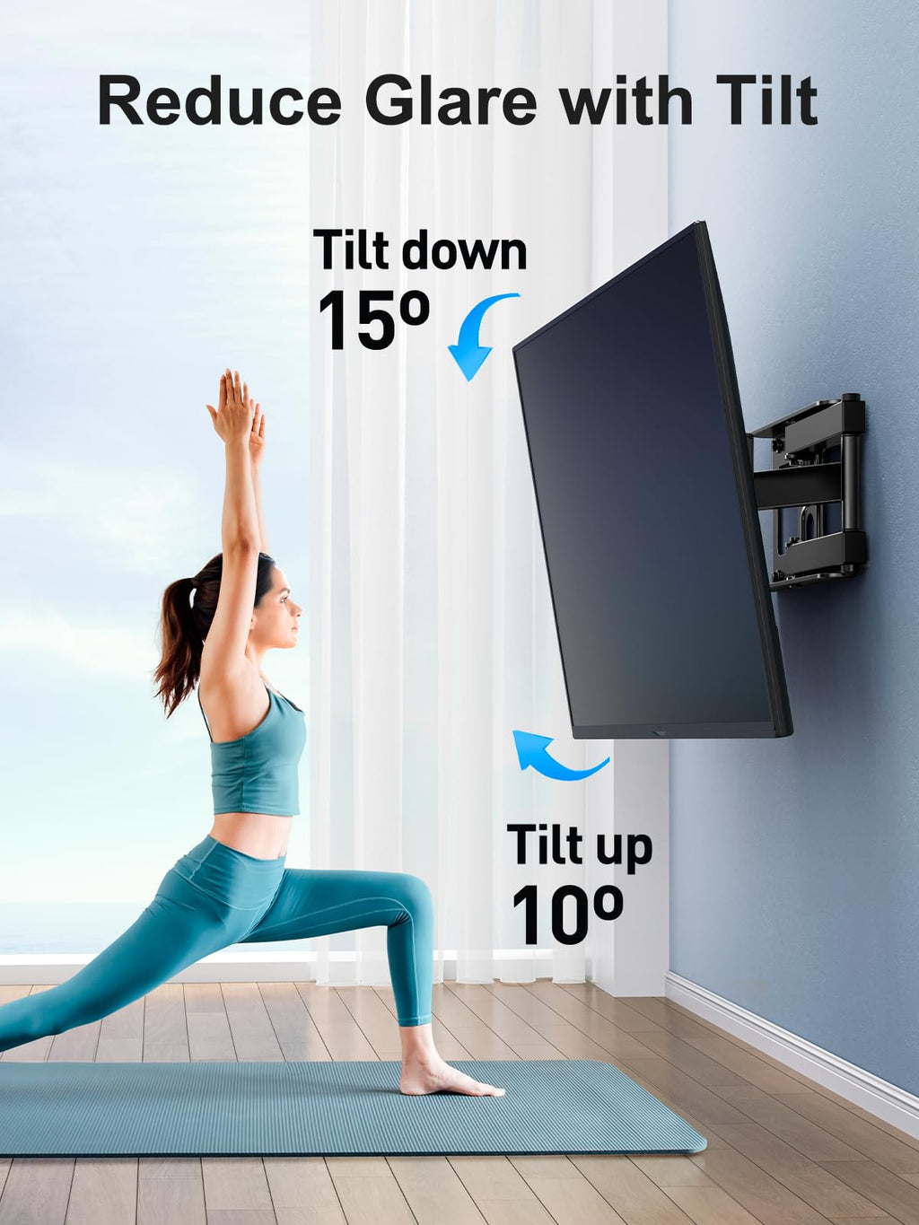 PERLESMITH TV Wall Bracket, Swivel Tilt Wall Mount for 26-70 Inch Flat & Curved TVs up to 45kg, Max. VESA 400x400mm