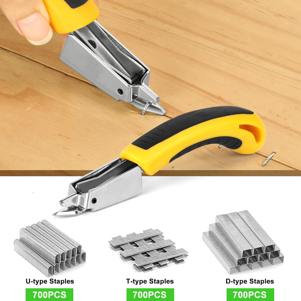 AECCN 3-in-1 Heavy Duty Staple Gun for Wood & Furniture, and DIY, Silver