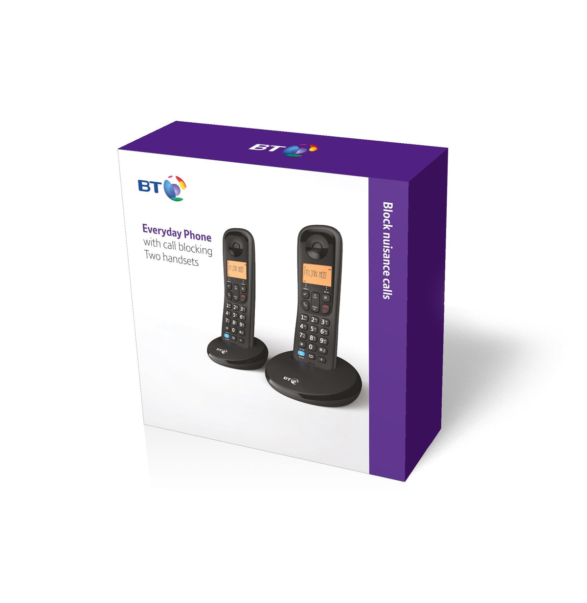 BT Everyday Cordless Landline House Phone, Home Phone, Basic Call Blocker, Do Not Disturb button, Trio Handset Pack