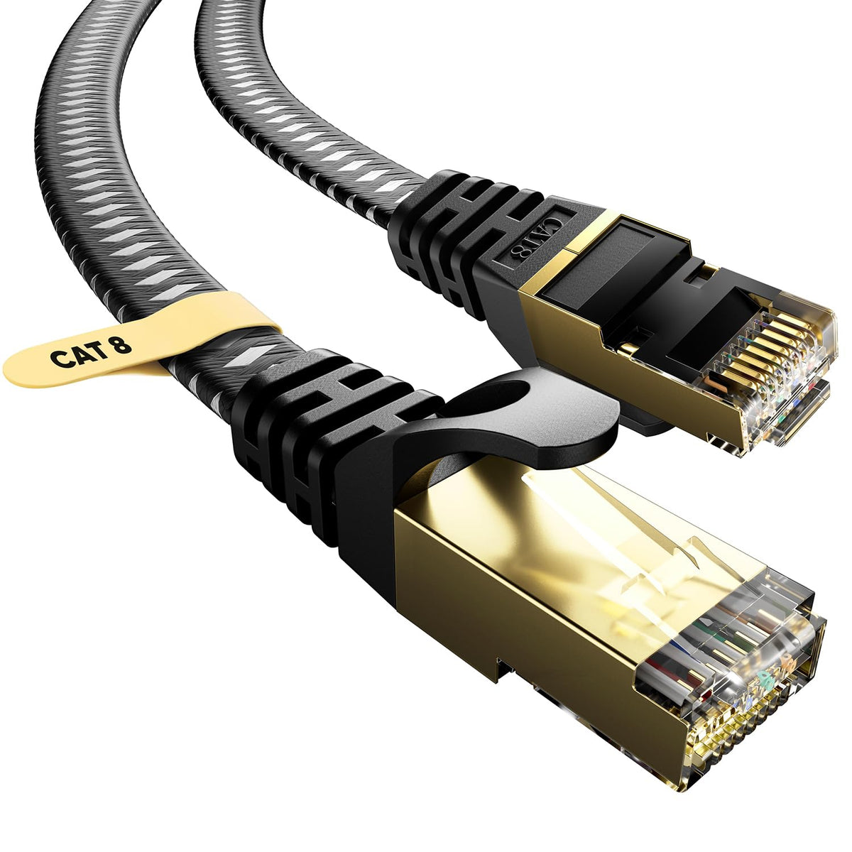 Cat 8 Ethernet Cable, Flat High-Speed 40Gbps/2000Mhz Braided Internet Cable Gigabit Network Cable RJ45 STP LAN Patch Cord (Braided, 3Meter)