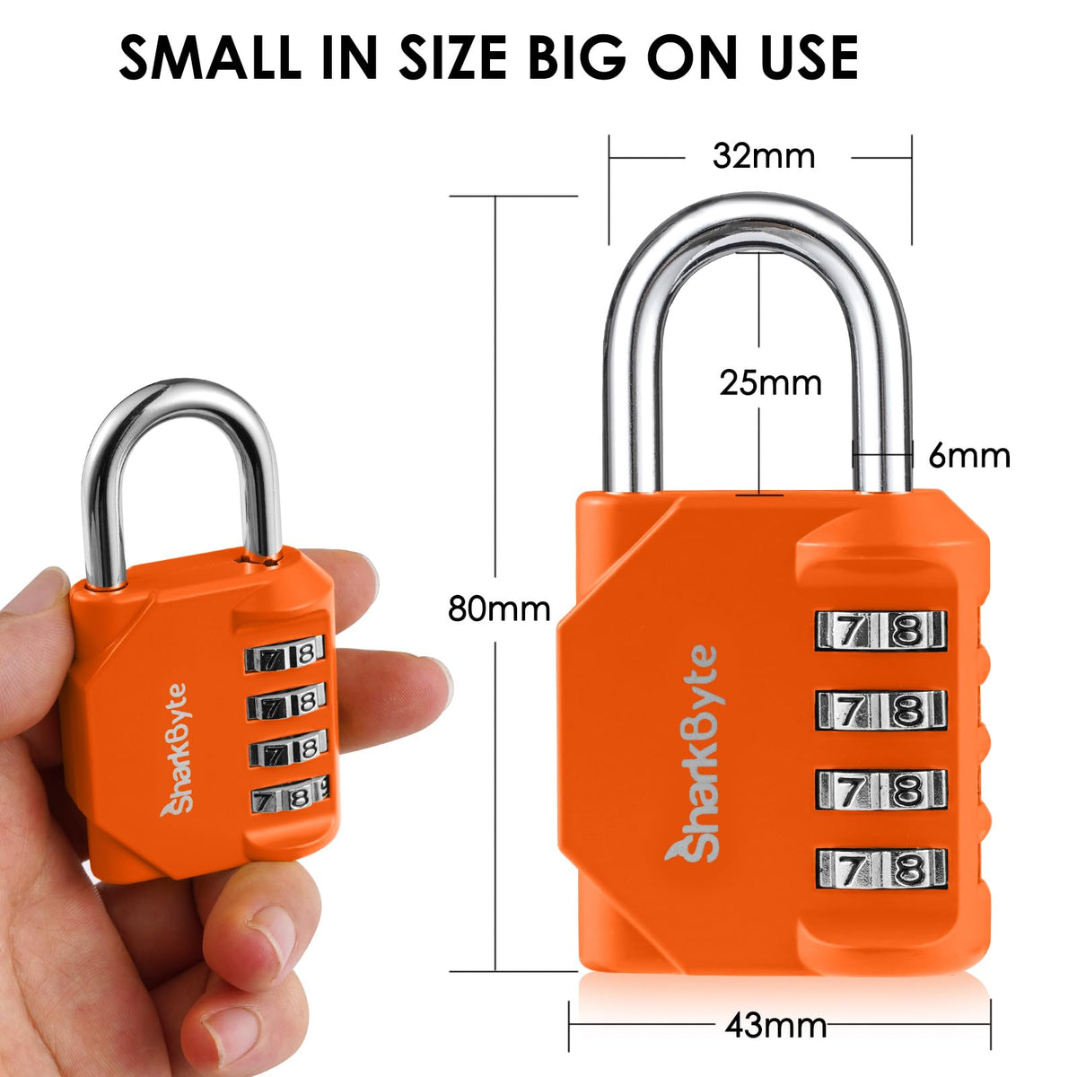 SharkByte Heavy Duty Combination Padlock – 4-Digit Weatherproof Outdoor Lock with Stainless Steel Shackle, Anti-Rust Resettable Code for Gym, School, Locker, Shed, Toolbox, Gate & Warehouse - Purple