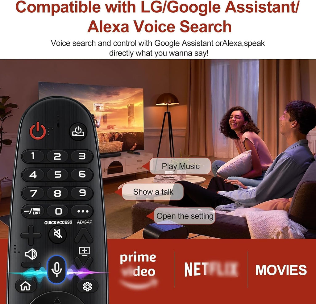 Magic Remote for LG-TV-Remote, Replacement for LG Smart TV Remote Control, AN-MR20GA Compatible Universal Remote Control with Voice, Pointer and Netflix/Prime Video Hotkeys
