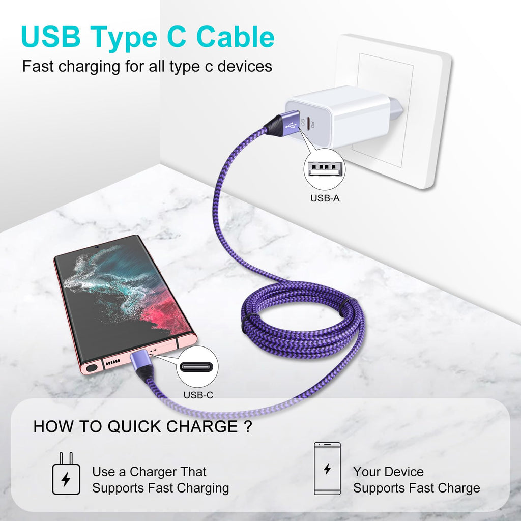 USB C Fast Charger Cable, [3Pack 3FT] Type C Samsung Charger Cable USB C
