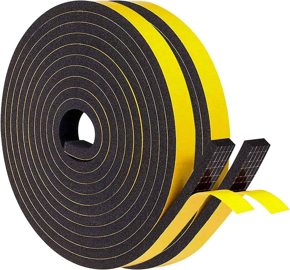 Draught Excluder Self Adhesive Foam Tape 6mm(W) x 3mm(T) Window Door Weather Stripping SoundProof Weather Strip Tape Seals for Gap Seal, 2 Rolls, Total 20M Long White