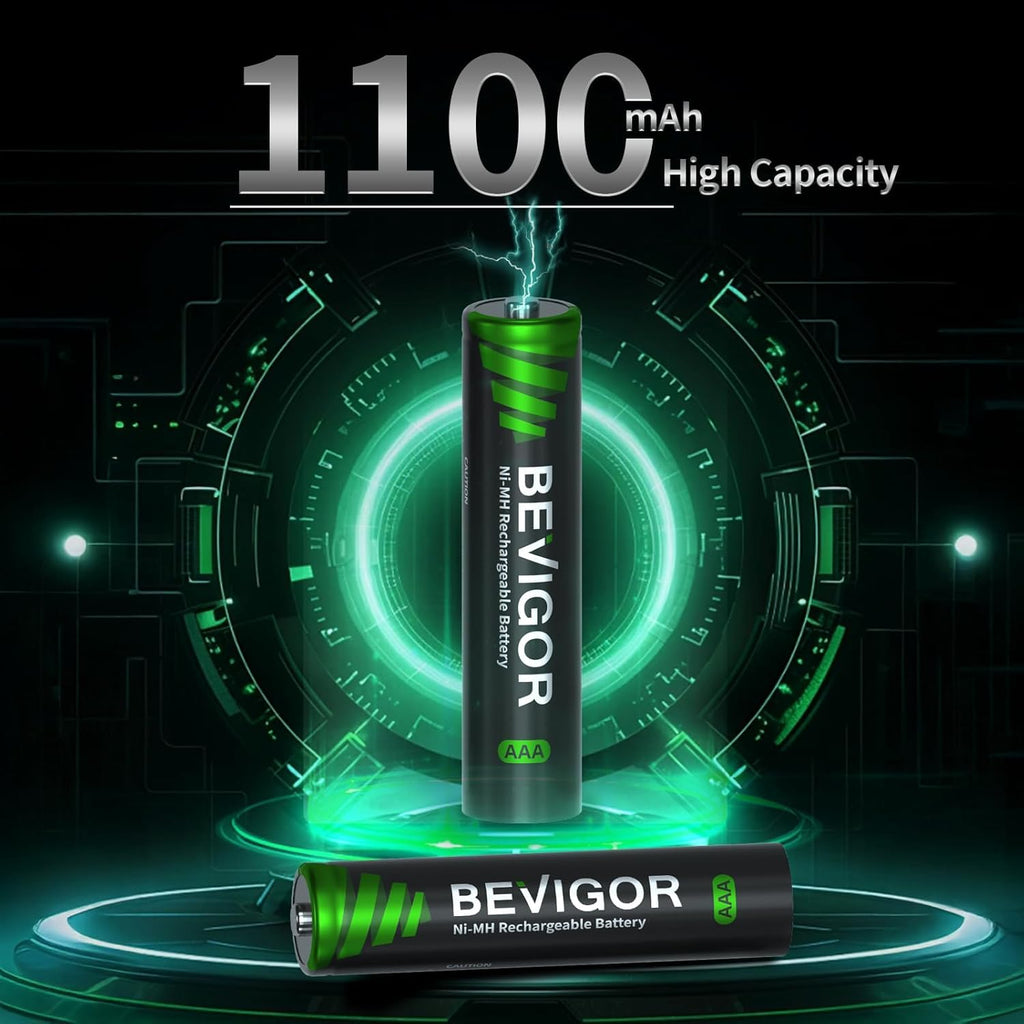 BEVIGOR AAA Rechargeable Batteries 24 Pack - 1100mAh 1500 Cycles High Capacity NiMH Rechargeable Battery AAA, 1.2V Low Self Discharge