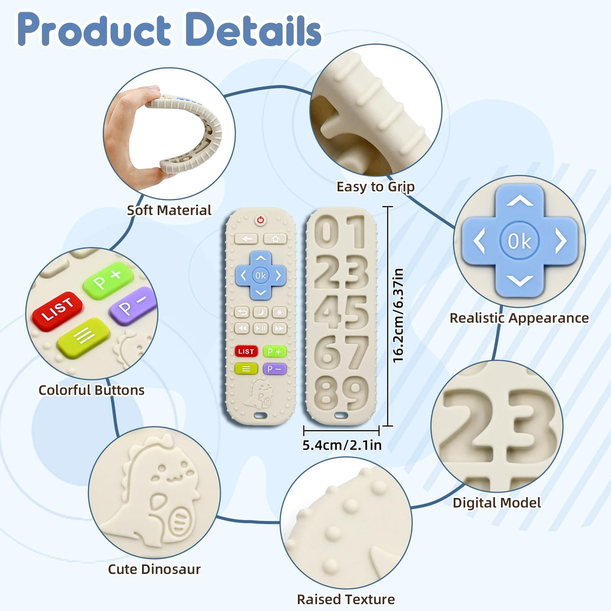 Teething Relief Teethers Toys for Babies 3-6 12 Months Gifts, Silicone Remote Control Baby Teether Bath Toys for 3 6 9 Months Newborn Infant Boy Girl Autism, Food Grade Silicone Sensory Toys, Black