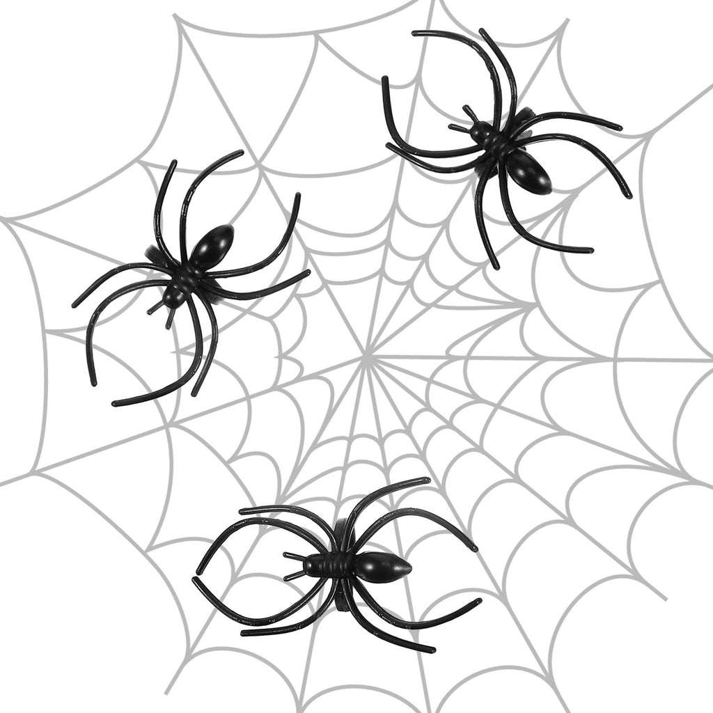 Boao 120 Pcs Halloween Spider Rings for Kids, Black, Purple, Orange, Green