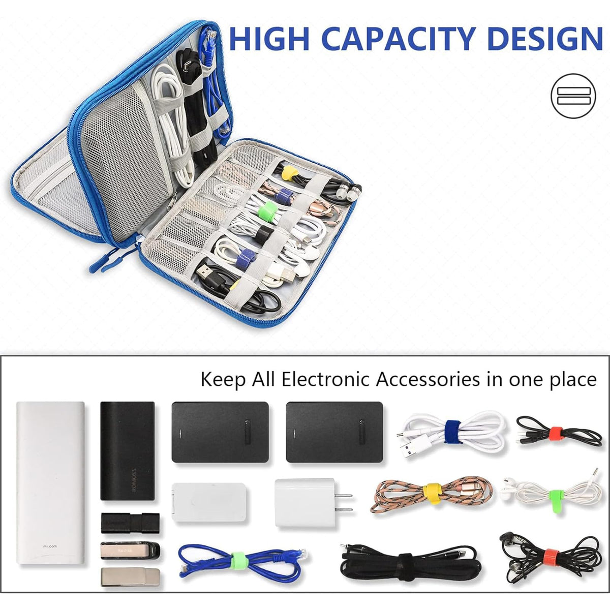 Teskyer Travel Cable Organiser Bag, Travel Essential, Black