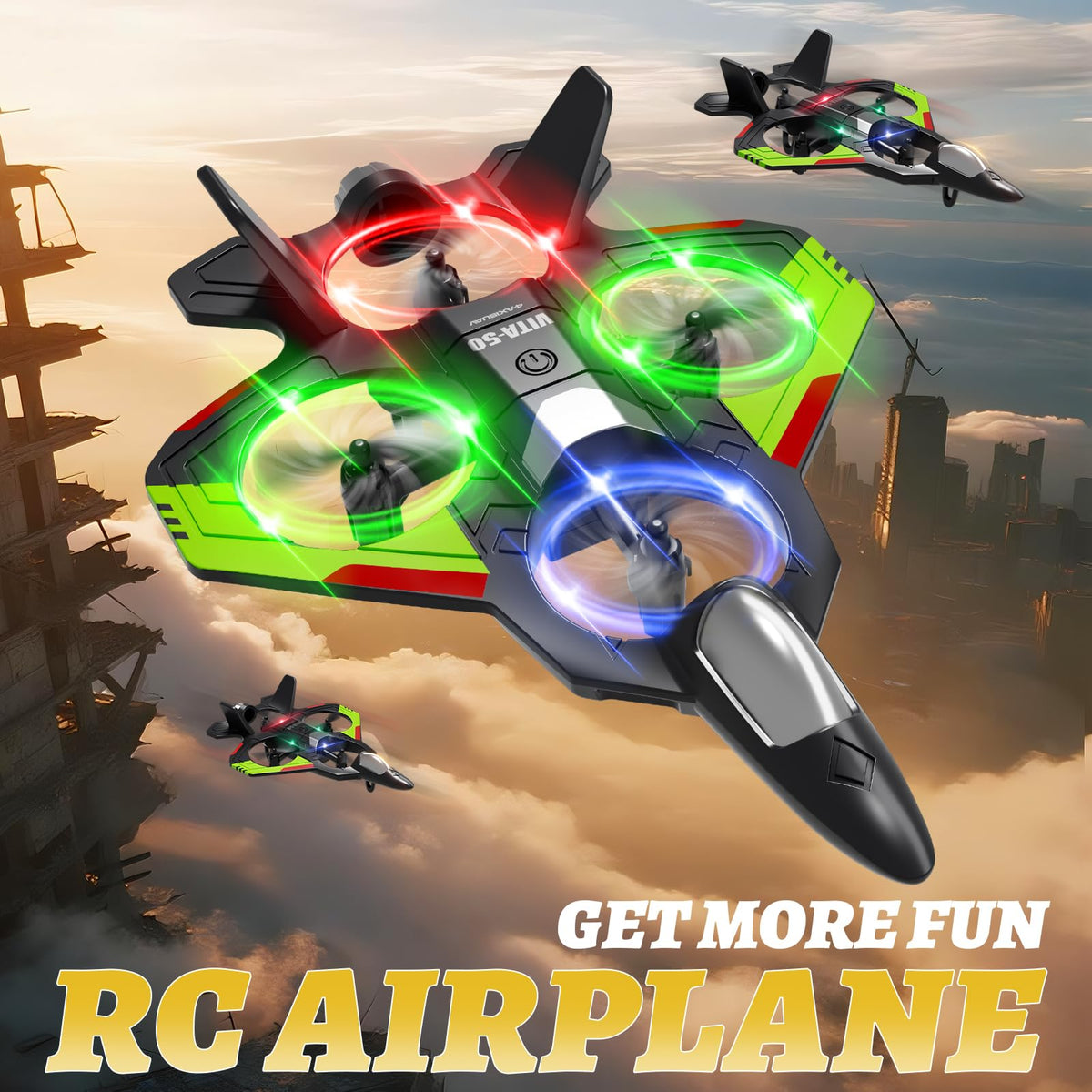 RC Planes Remote Control Airplanes Drones for Kids Adults,Black,3Batteries