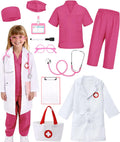 12 PCS Doctor Costume for Kids,Scrubs Nurse Costume for Girls Boys