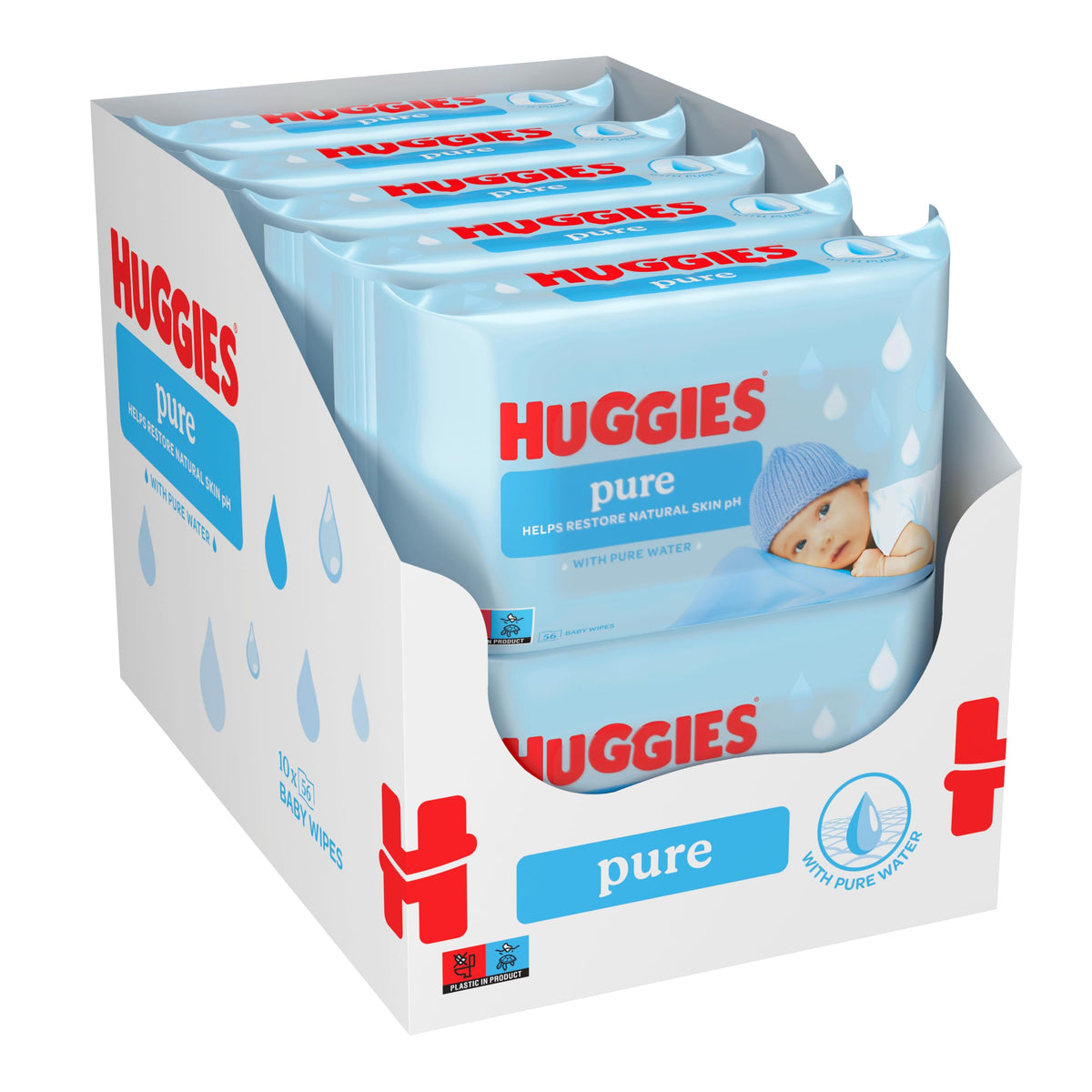 Huggies Pure Plastic Free Baby Wipes - Pack of 18 (864 Wipes) - 99% Water Wet Wipes, Fragrance Free, Hypoallergenic, Better Cleaning, Soft and Gentle on Babies' Delicate Skin