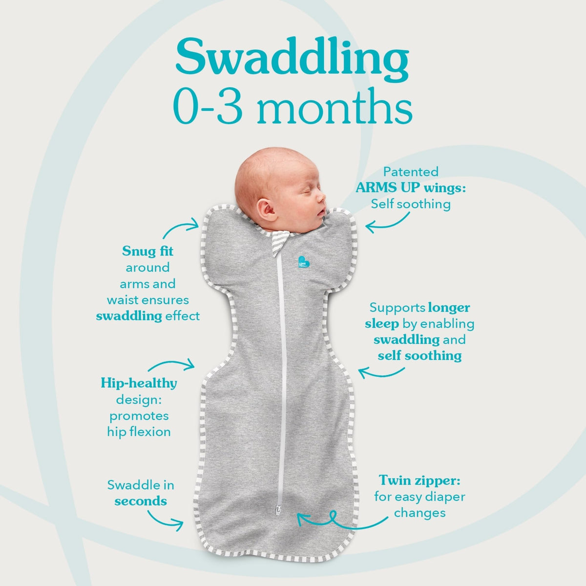 Love To Dream Swaddle Up, S 3.5-6kg, White Dreamer, 2.5 Tog