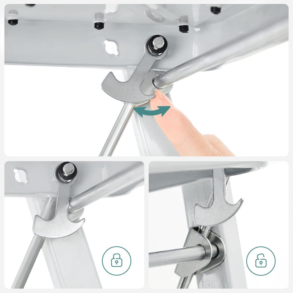 SONGMICS 3-Step Ladder, Folding Step Ladder, Safety, Holds up to 150KG