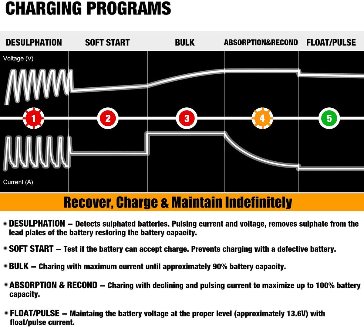 MOTOPOWER MP00205A 12V 800mA Fully Automatic Battery Charger/Maintainer - UK Plug