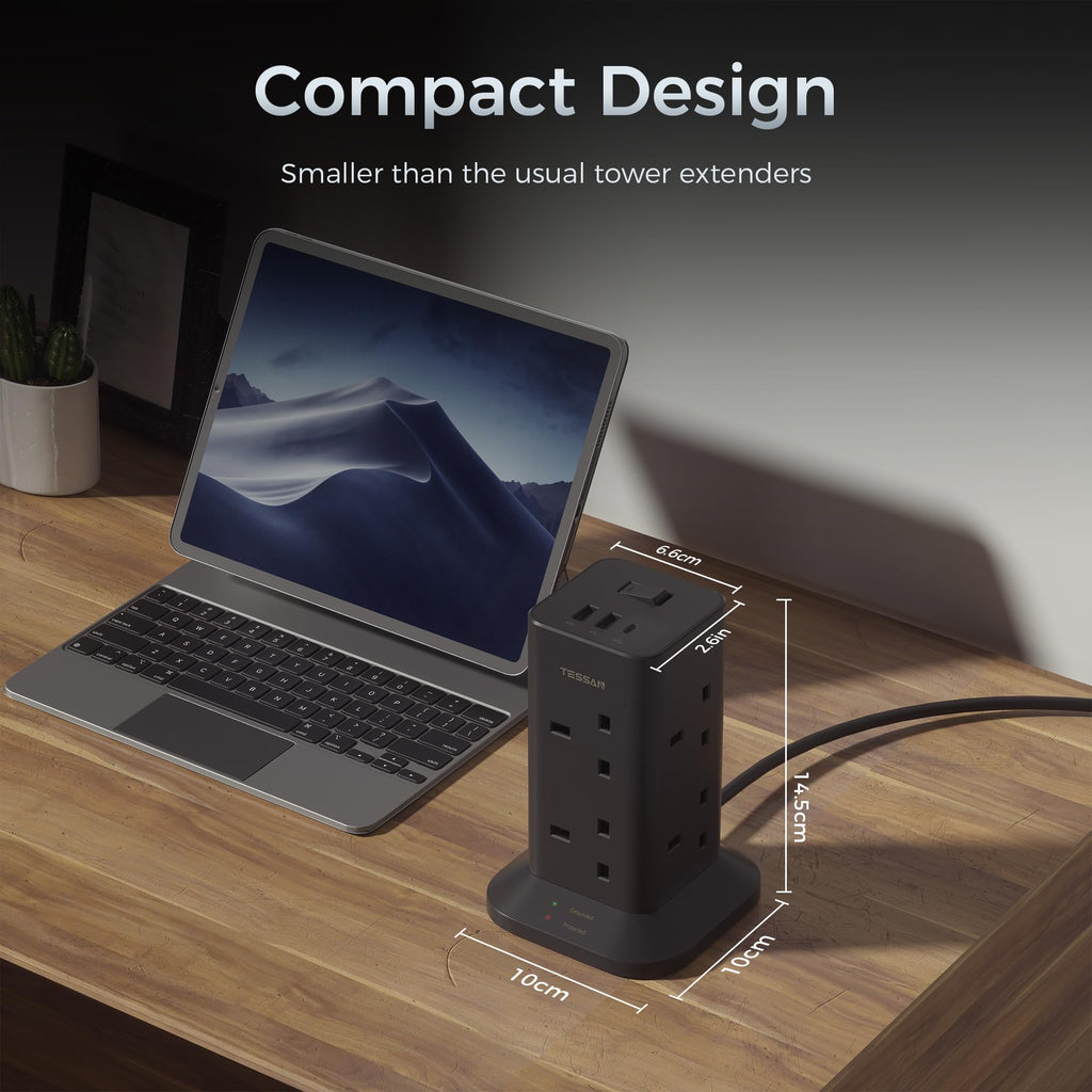 TESSAN Tower Extension Lead 5M with USB C Slots