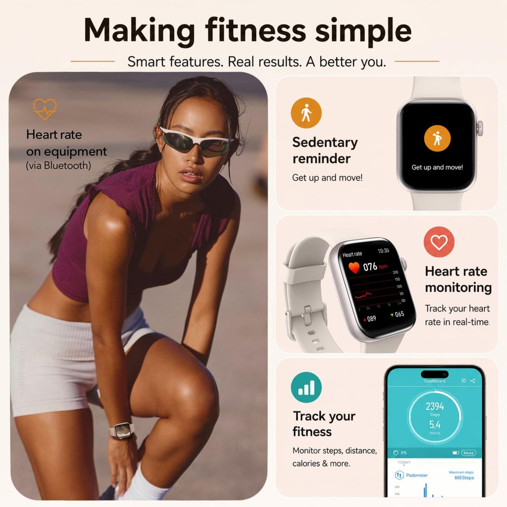 Smart Watch for Men Women Answer/Make Call, 1.85" Smartwatch, Fitness Watch with Heart Rate Blood Pressure Sleep Monitor,IP68 Waterproof Step Counter Watch Compatible Android IOS black