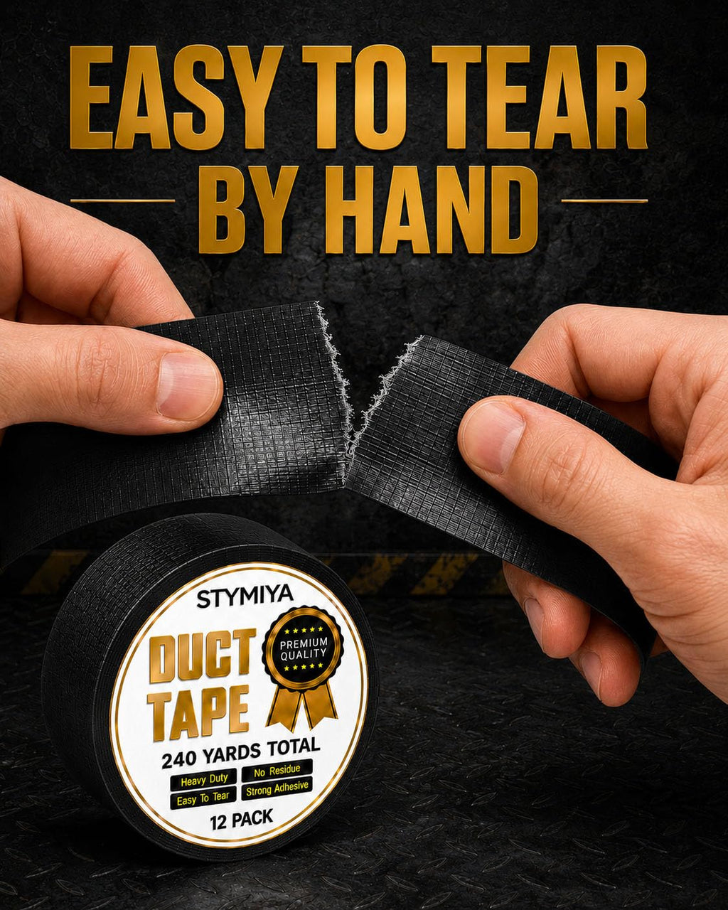 Black Duct Tape Heavy Duty: 3 Rolls 2inch x 20yd Wide Waterproof Outdoor - Strong Adhesive Weather Tapes Repair Bulk - Ductape for Patterns Masking Packing Furniture Kids Craft (3, Matte Black)