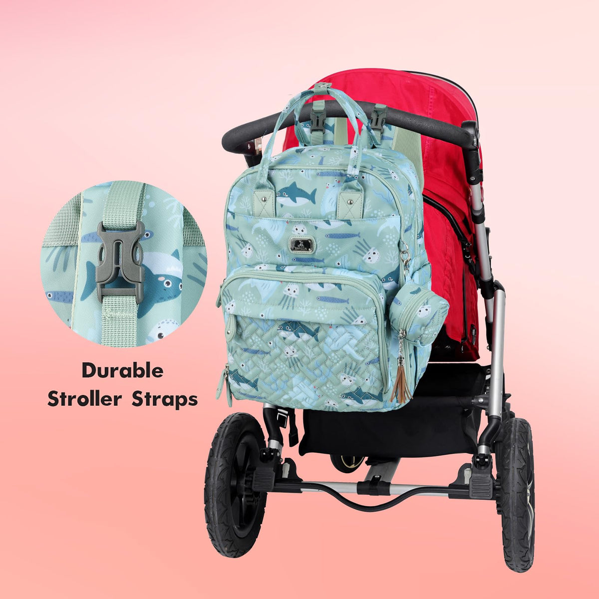 Dikaslon Baby Changing Bag Backpack, Large Nappy Back Pack Multifunction Baby Bags with Portable Changing Mat, Pacifier Holder, and Stroller Straps, for Mom and Dad