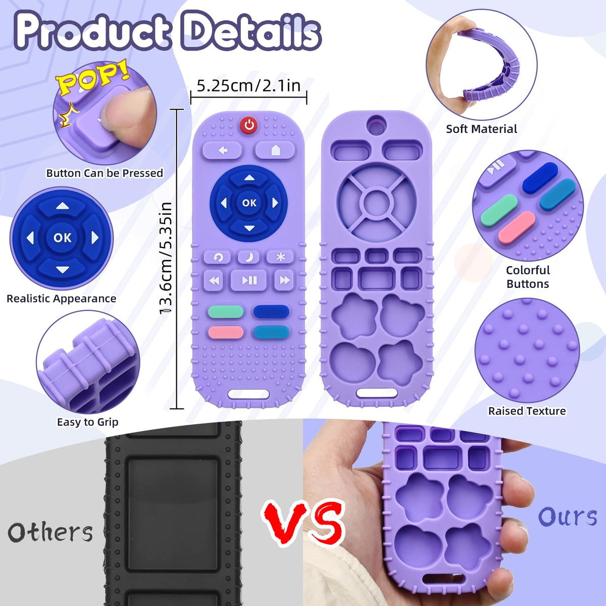 Teething Relief Teethers Toys for Babies 3-6 12 Months Gifts, Silicone Remote Control Baby Teether Bath Toys for 3 6 9 Months Newborn Infant Boy Girl Autism, Food Grade Silicone Sensory Toys, Black