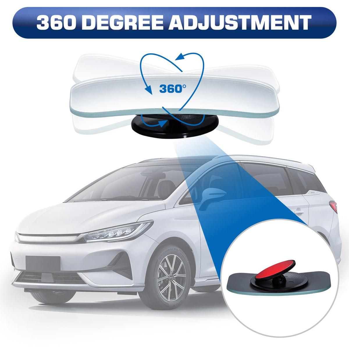 Spurtar Blind Spot Mirrors for Cars, Round Frameless 360° Rotate, 2 Pack