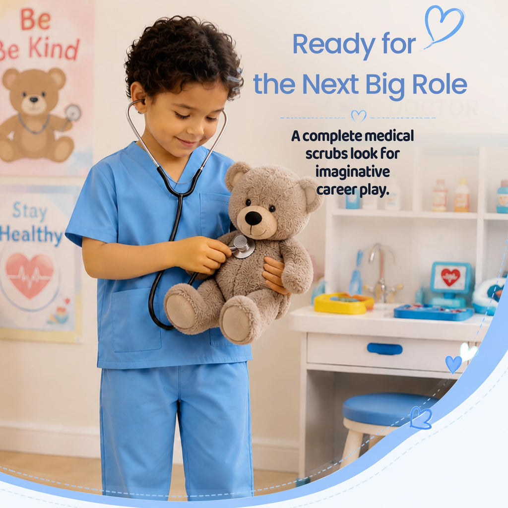 Meland Doctor Costume for Kids 3-10, Pretend Play Career Dress Up with Bag