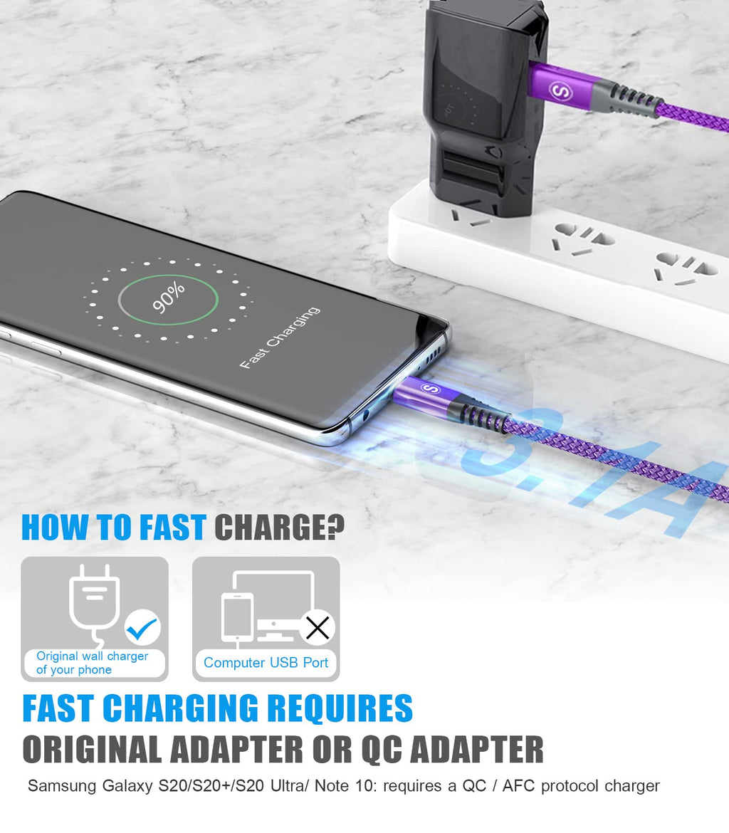 2-Pack 3m 60W USB C to USB C Charger Cable, PD Type C Super Fast Charging for iPhone 16 15 MacBook iPad Pro, Samsung Flip Fold 7 6 5 S25 S24 S23 Ultra, Steam Deck, Nintendo Switch etc