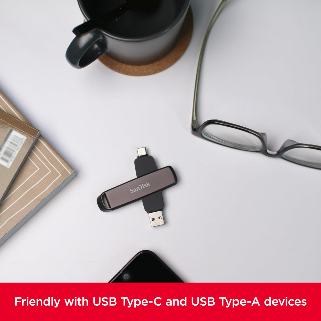 SANDISK Ultra Dual Drive Luxe 256GB, USB-C+USB-A, Up to 150MB/s Read Speeds
