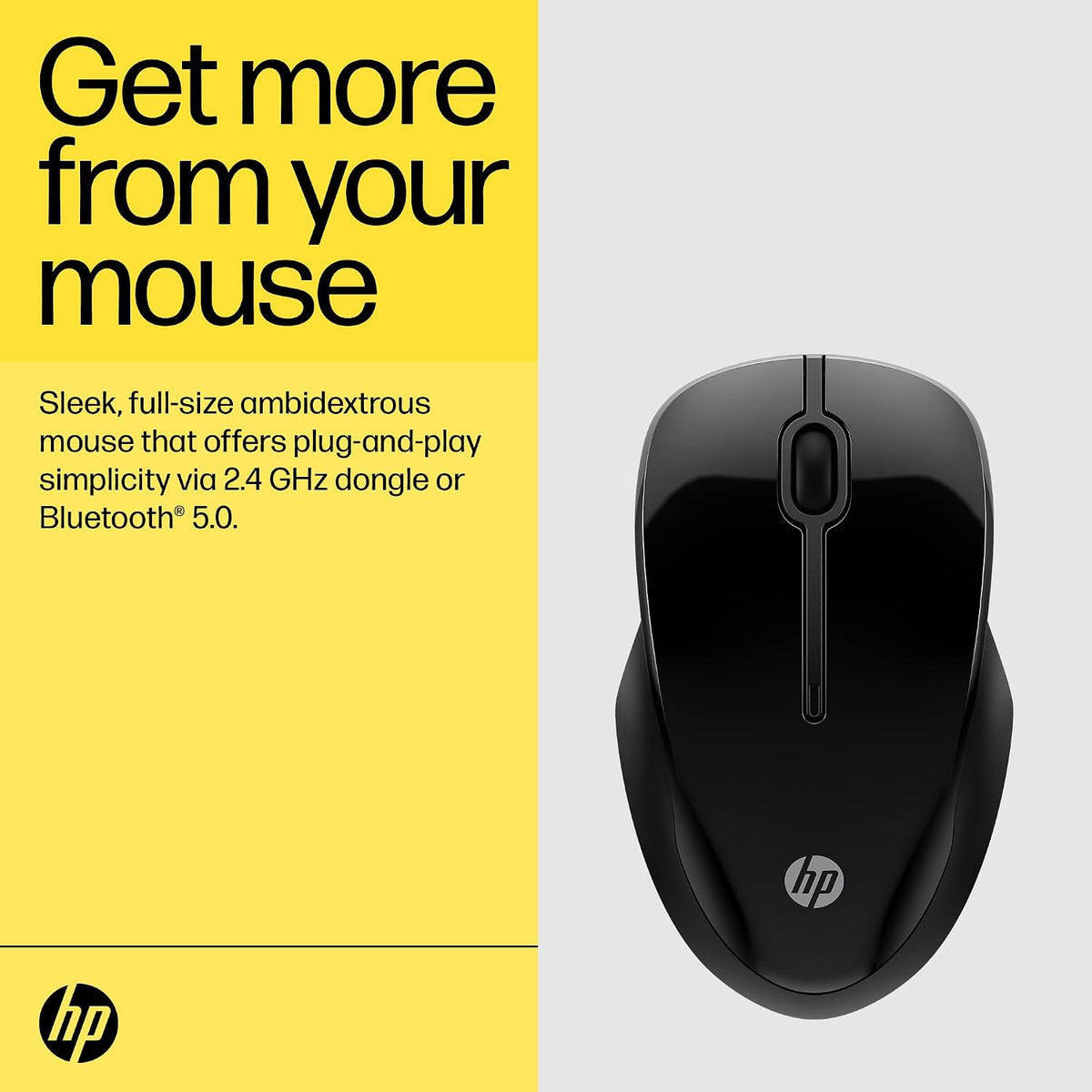 HP 250 Dual Mouse | For Computer or Laptop | Multi-OS & Device Compatibility | Dual-Mode 2.4 GHZ or Bluetooth Connectivity | Multi-Surface Technology | 1 Year Battery Life | Ambidextrous | Black