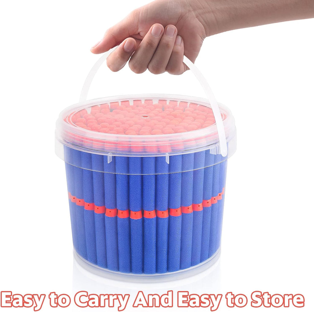 Pokiiulk Refill Darts Bullets Compatible with Nerf Guns N-Strike Elite Series, 300PCS Refill Darts Premium Foam Bullets Pack with Portable Storage Bucket